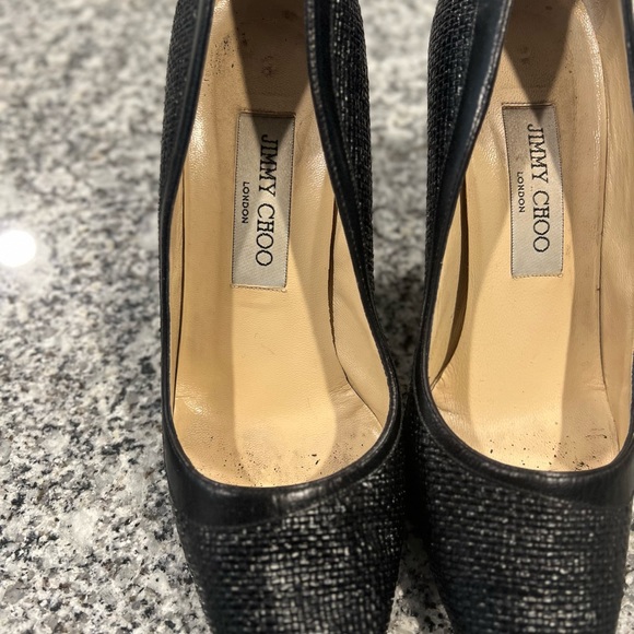 Jimmy Choo London Black Snake Embossed Heels Size 37 - Picture 12 of 13